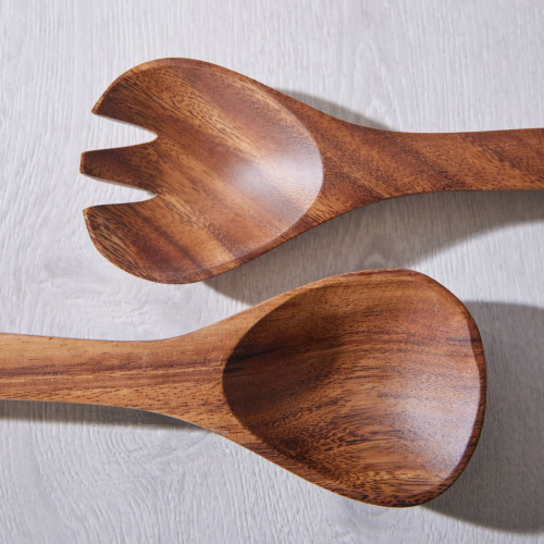 wood salad servers set of 2