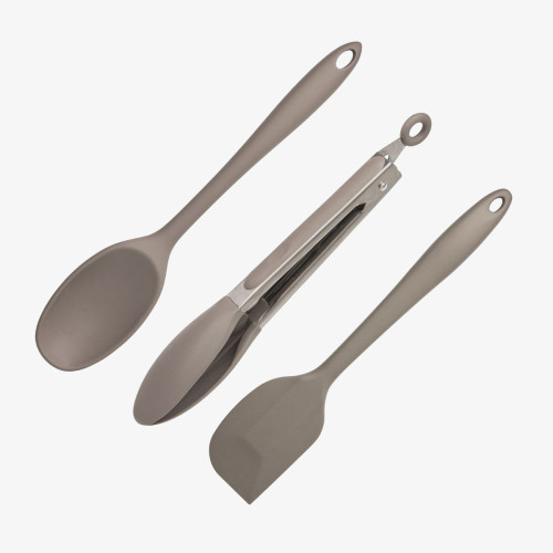 3-Piece Silicone Utensil Set Grey