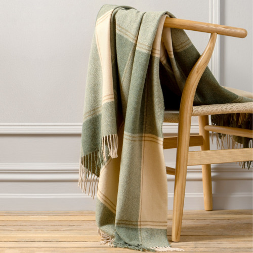 Green & Beige Check Throw 