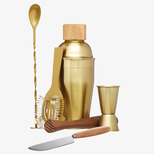 6 Piece Cocktail Set Brass