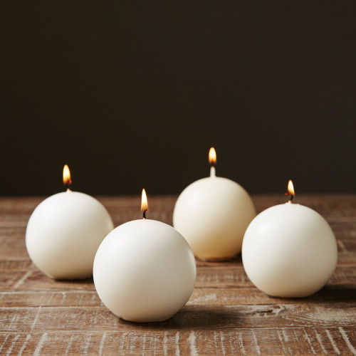 Ivory Ball Candle 8cm - Set of 4