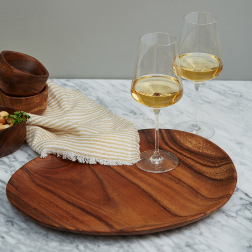 acacia wood asymmetric tray 