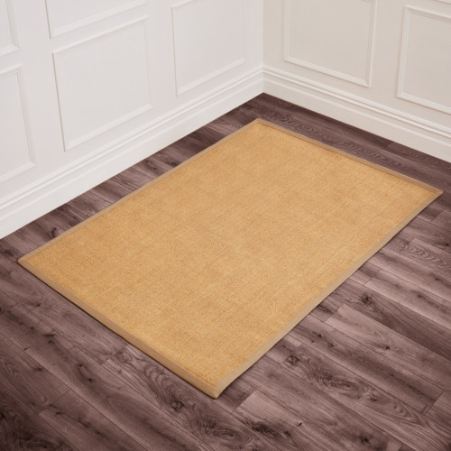 Camel Sisal Rug with Olive Border - Large