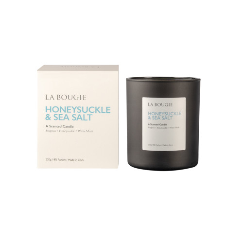 220g honeysuckle, sea salt, seagrass and white musk scented candle