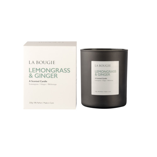 220g lemongrass, ginger and heliotrope scented candle