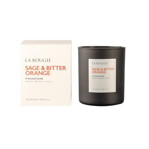 220g sage, bitter orange, geranium, orange blossom, juniper and petitgrain scented candle. 