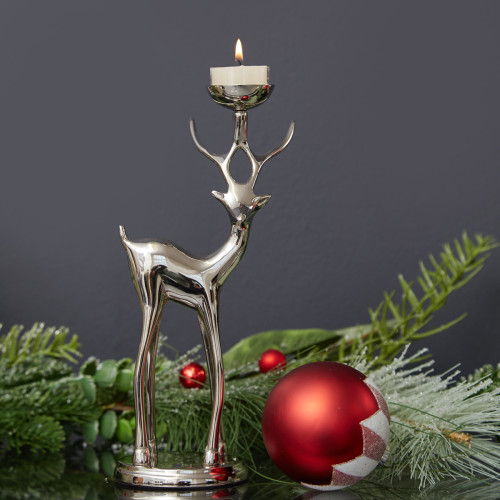 Donner Reindeer Tealight Holder - Silver 