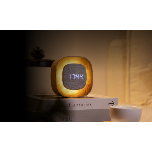 Lumos Clock Square White Ash