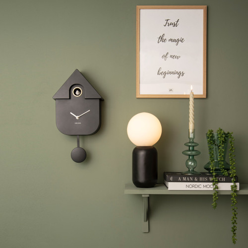 modern wall cuckoo clock in black