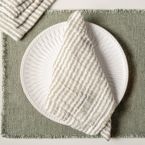 Green & White Stripe Napkin - Set of 6
