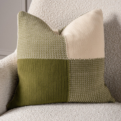 Moss Pearl colour block cushion
