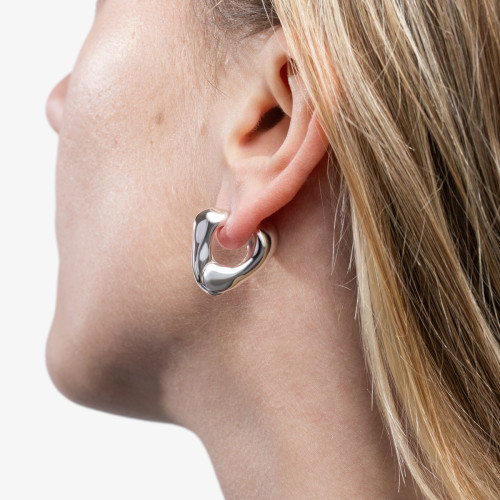 Sculpture Earrings Silver Plated