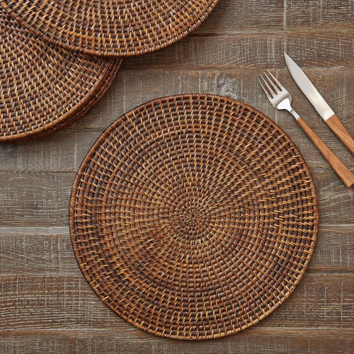 35cm round rattan placemat in a set of 6 