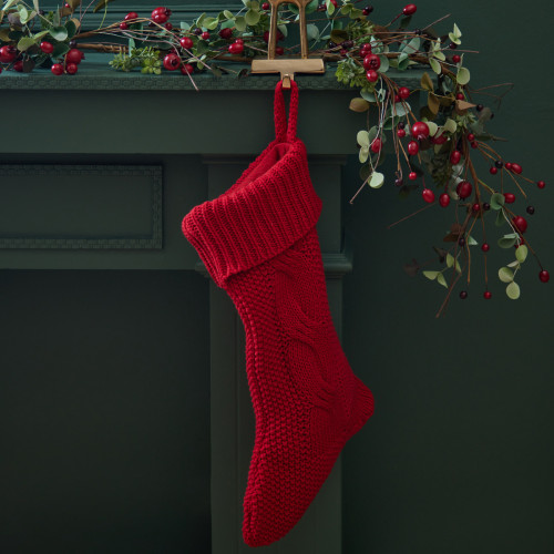 Knitted Christmas Stocking - Red