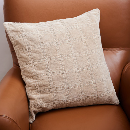 quilted oatmeal velvet cushion