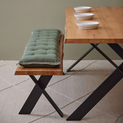 Green Bordered Cotton Bench Pad - Small