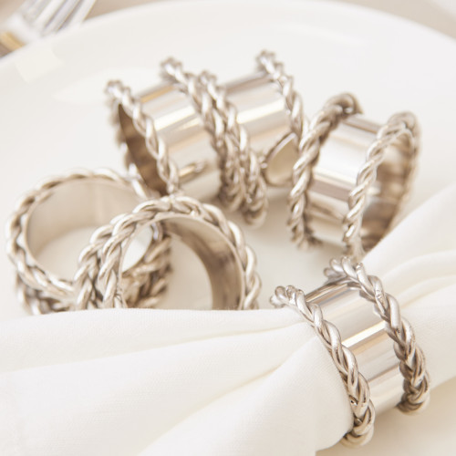 Rope Silver Napkin Ring - Set of 6