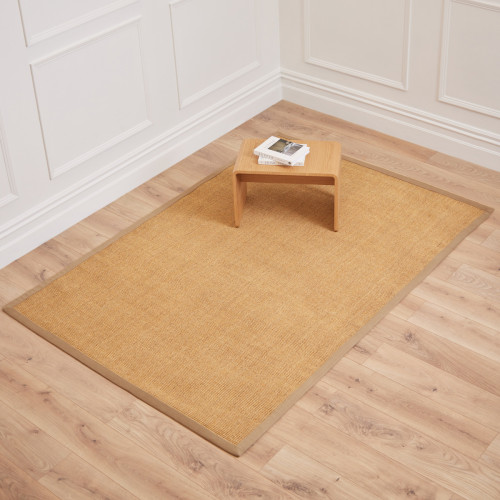 Camel Sisal Rug with Olive Border - Large