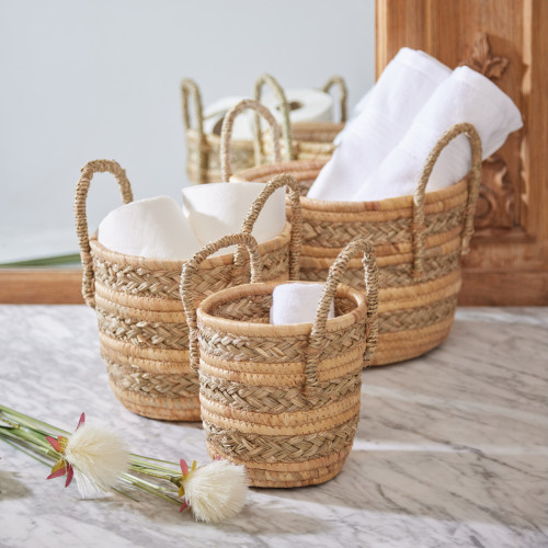 Hyacinth & Seagrass Woven Basket - Set of 3