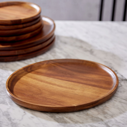 Acacia Wooden Plate Set Of-4 Large Plate