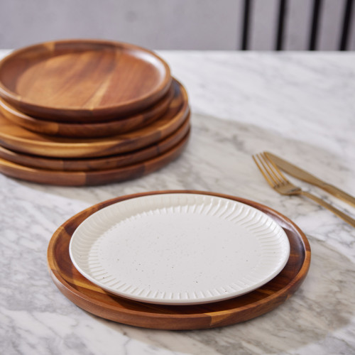 Acacia Wooden Plate Set Of-4 Medium Plate