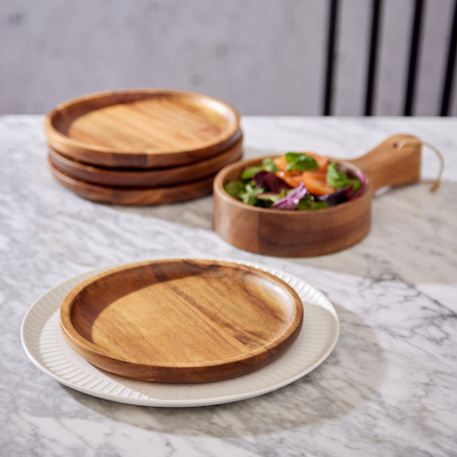 Acacia Wooden Plate Set Of-4 Side Plate