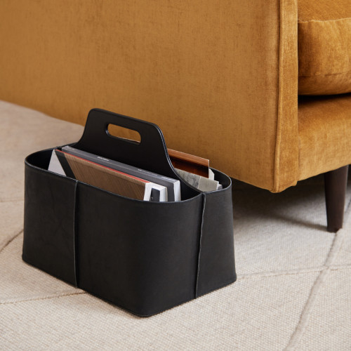 Vintage Leather Magazine Basket