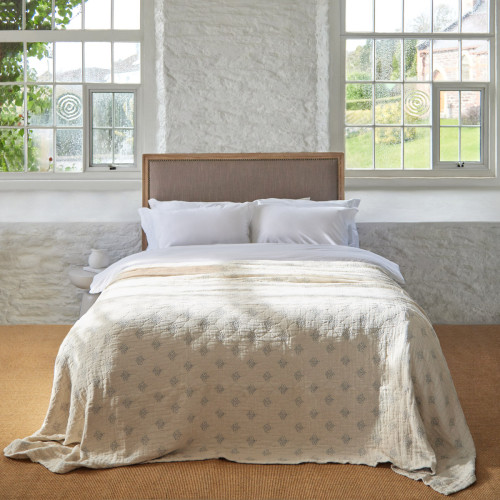 Callie Ecru/Blue Embroidered Bedspread