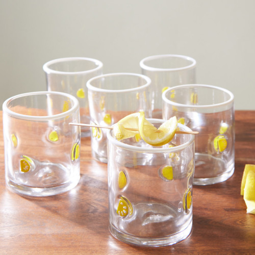 lemon embossed glass in a set of 6