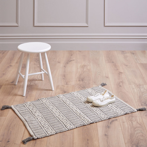 Blake Cotton Floor Mat Beige/Grey