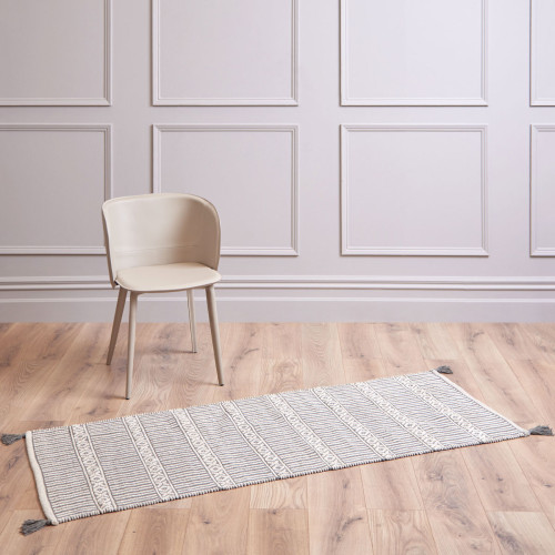 Blake Cotton Runner Rug Beige/Grey