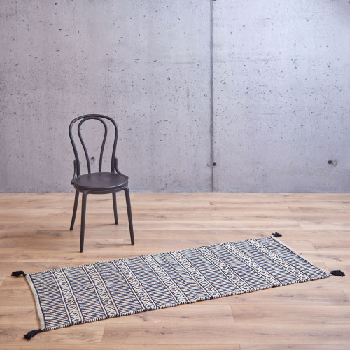 Blake Cotton Runner Rug Beige/Black