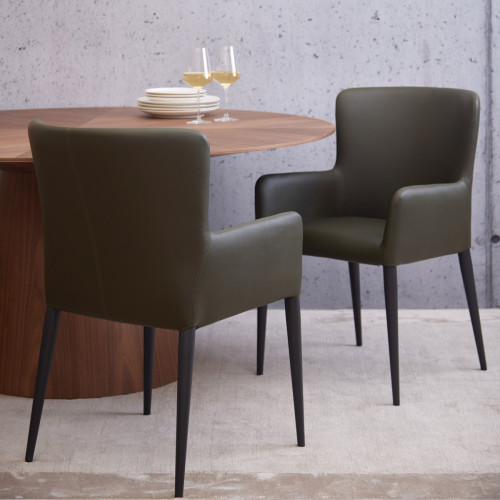 Varsi Dining Chair Green Faux Leather- Set of 2