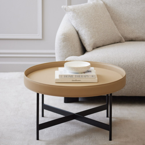 Alva Latte Recycled Leather Coffee Table