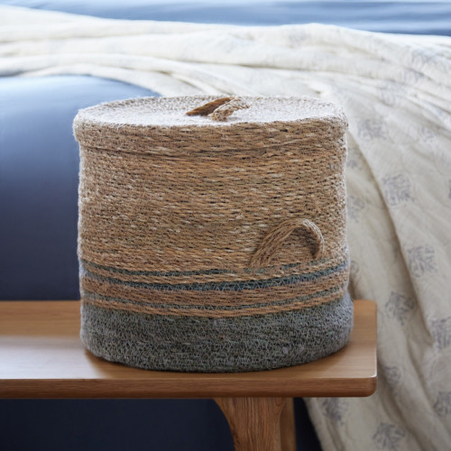 Natural & Ocean Basket W/Lid - Medium