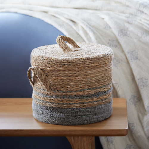 Natural & Ocean Basket W/Lid - Small