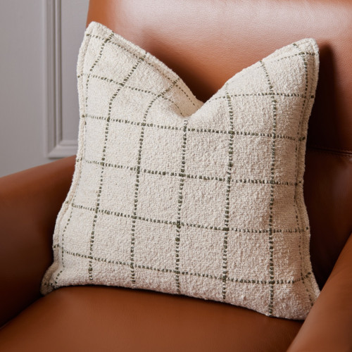 Natural & Green Check Cushion 