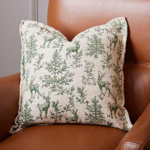 Woodland Reindeer Print Cushion 