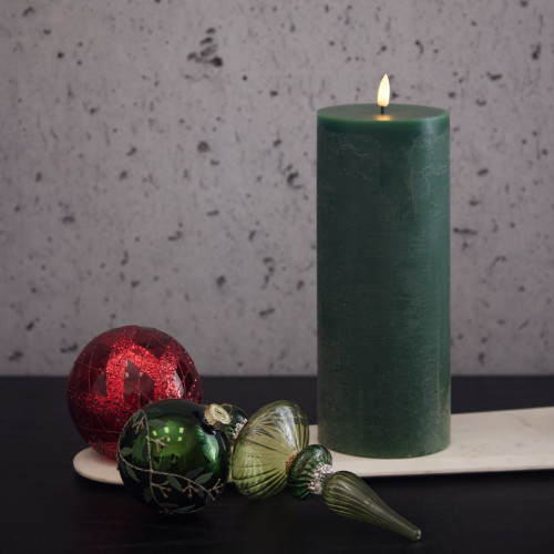 Dark Green LED Pillar Candle - Large