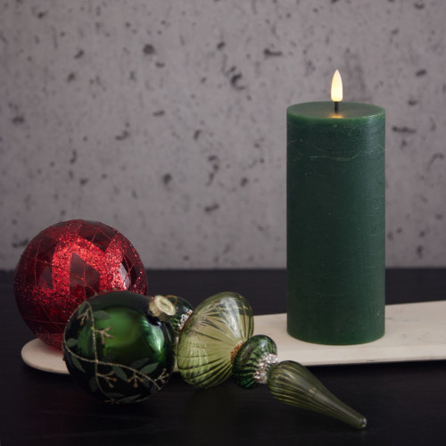 Dark Green LED Pillar Candle - Medium