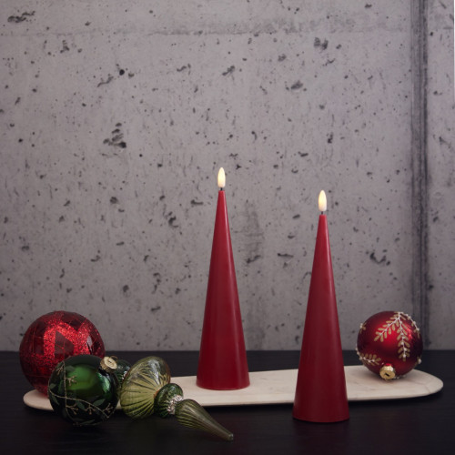 Red LED Cone Candles Set of 2 - Small