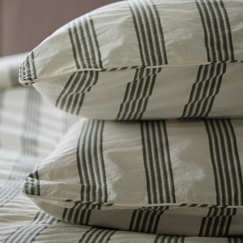 Green Stripe Pillowcase Pair