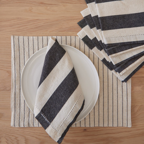 Cora Black Stripe Napkin - Set of 6 