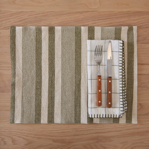 Olive Stripe Placemat - Set of 6
