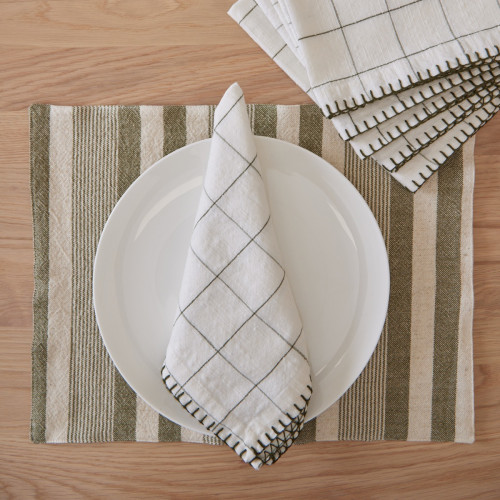 Olive Check Napkin - Set of 4