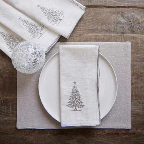 Lurex Tree Emb Napkin - Set of 4