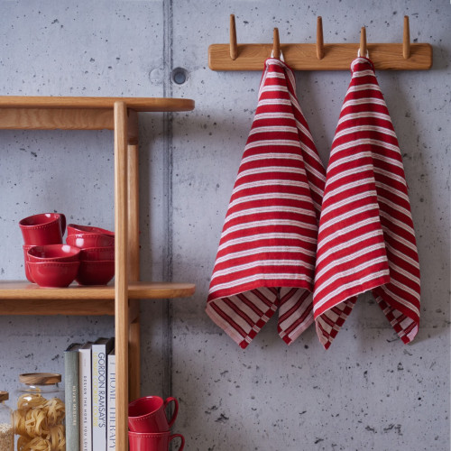 Red Yarn Dyed Tea Towels - Set of 2