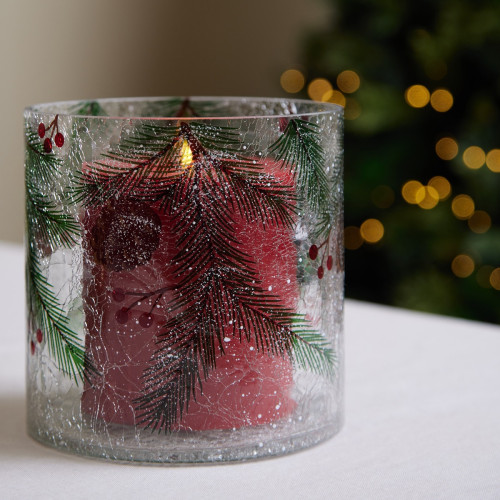 Christmas fern and Pine Cone Candle Jar 