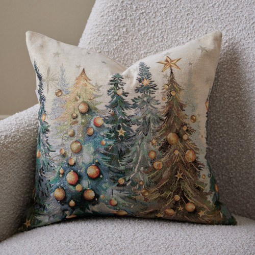 Jacquard Christmas Tree Gold Cushion