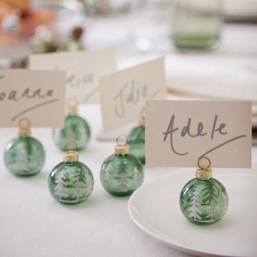 Clear Green Trees Placecard Holders - Set of 6